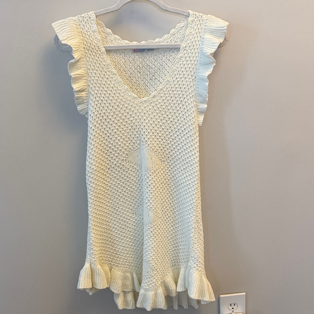Free People Cream Knit Mini Dress worn once sz M
